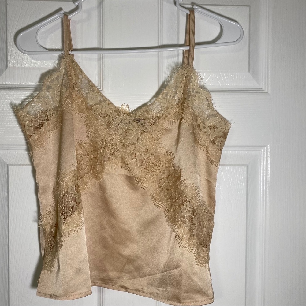Shein Lace trim satin cami top
